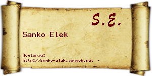 Sanko Elek névjegykártya